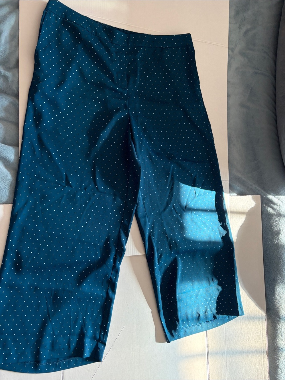 J. Jill Teal Cropped Polka Dot Capri Pants